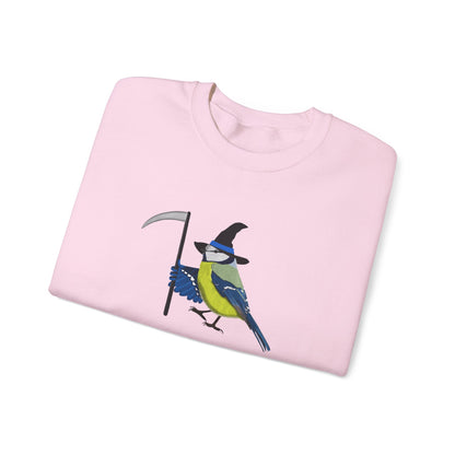 Blue Titmouse Halloween Birds Witch Birdwatcher Sweatshirt