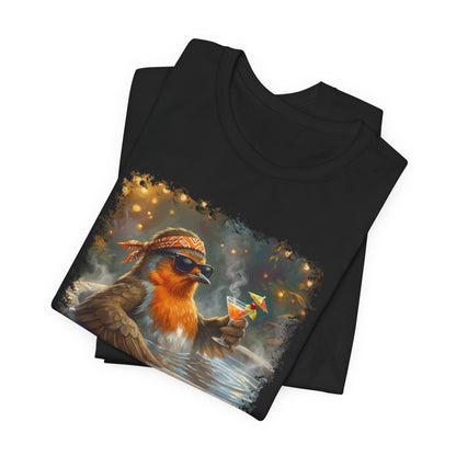 Rocky Rotkehlchen im Urlaubsmodus | Lustiges Vogel T-Shirt | Unisex
