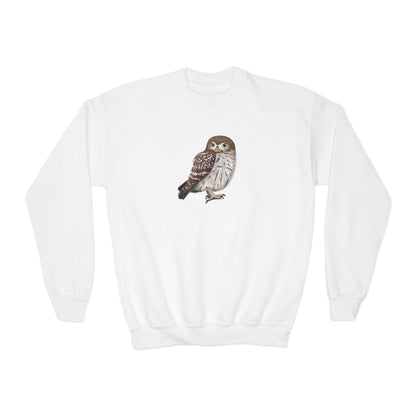 Little Owl Bird Birdwatching Youth Crewneck Sweatshirt