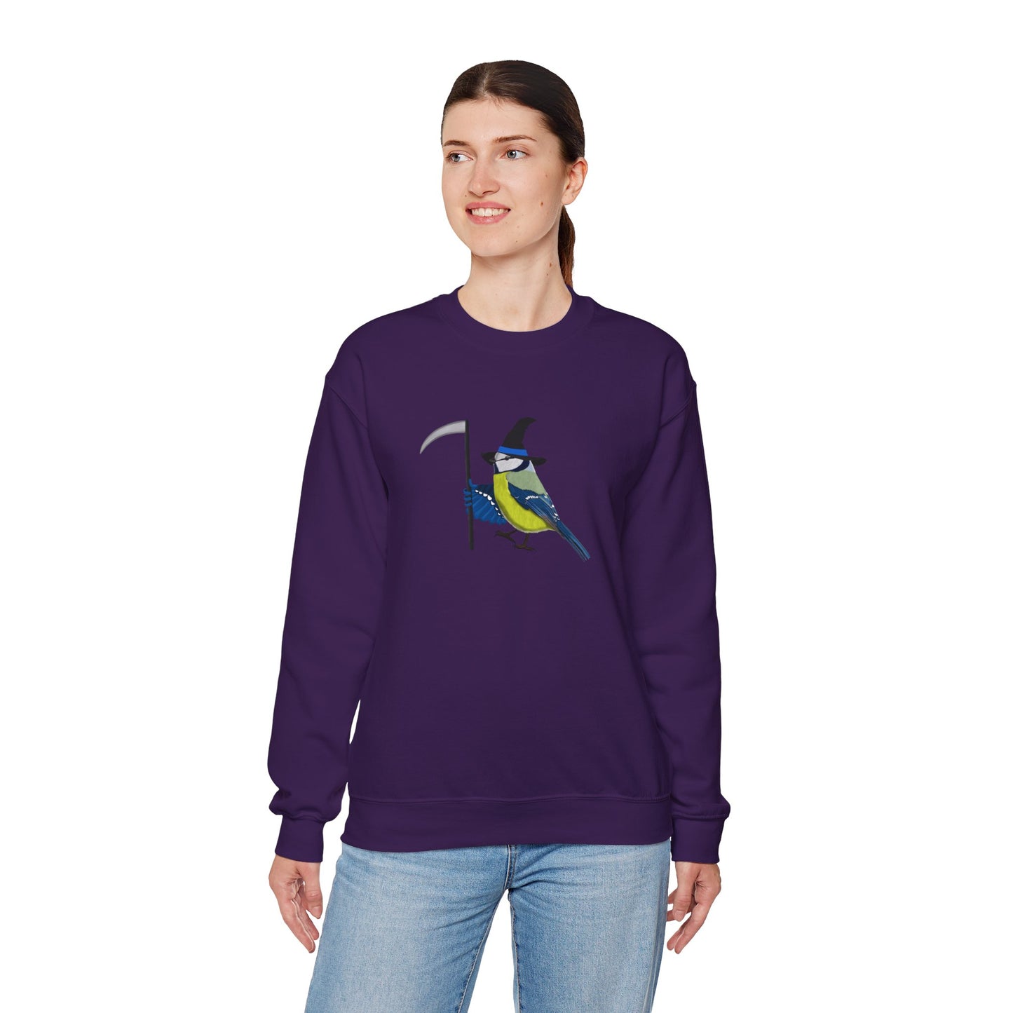 Blue Titmouse Halloween Birds Witch Birdwatcher Sweatshirt