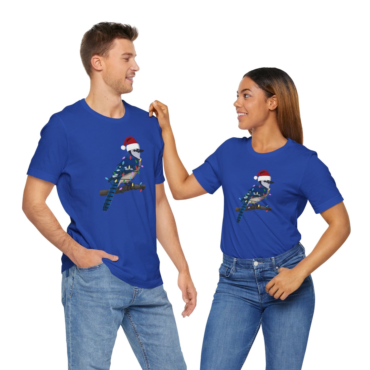 Blue Jay with Fairy Lights Christmas Bird T-Shirt