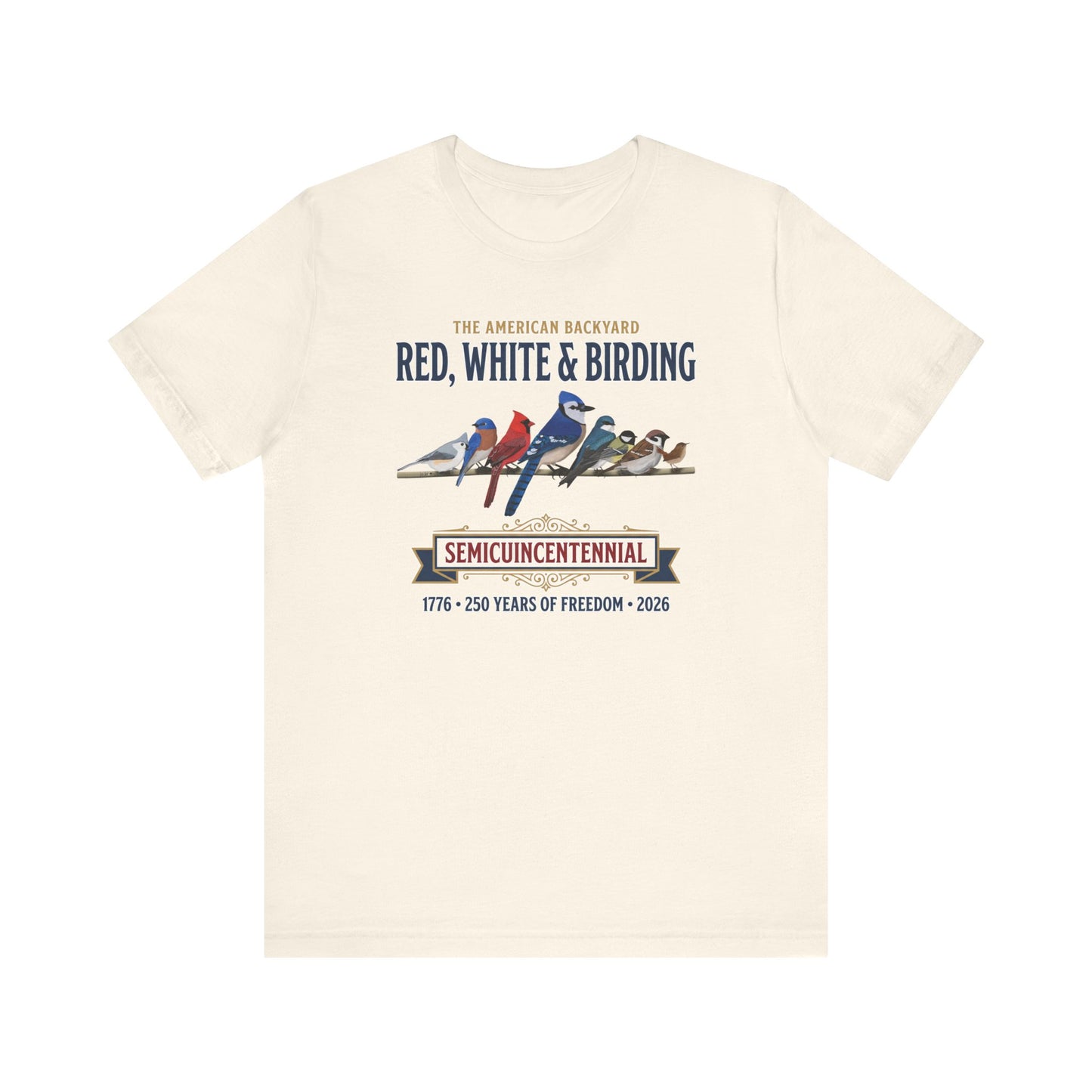 Red, White & Birding Vintage T-Shirt | US 250th Anniversary Backyard Birds