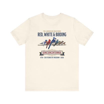 Red, White & Birding Vintage T-Shirt | US 250th Anniversary Backyard Birds