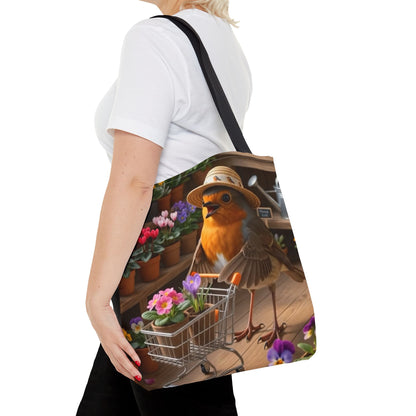 Rosi Rotkehlchen im Blumenladen Stofftasche – Robuste Tote Bag für Pflanzenfreunde und Gartenliebhaber