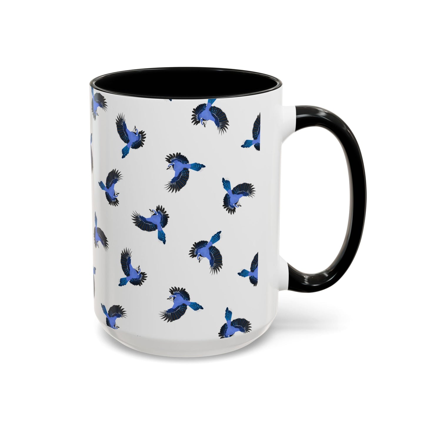 Blue Jay All-Over Pattern Accent Mug | Colorful Bird Lover Gift for Birdwatchers