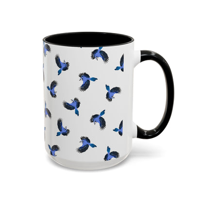 Blue Jay All-Over Pattern Accent Mug | Colorful Bird Lover Gift for Birdwatchers