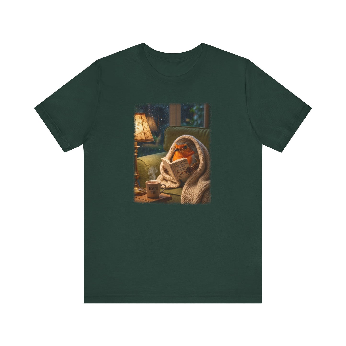 Gemütliches Rotkehlchen T-Shirt mit Lese-Motiv | Süßes Vogel-Shirt für Buchliebhaber & Cozy Vibes
