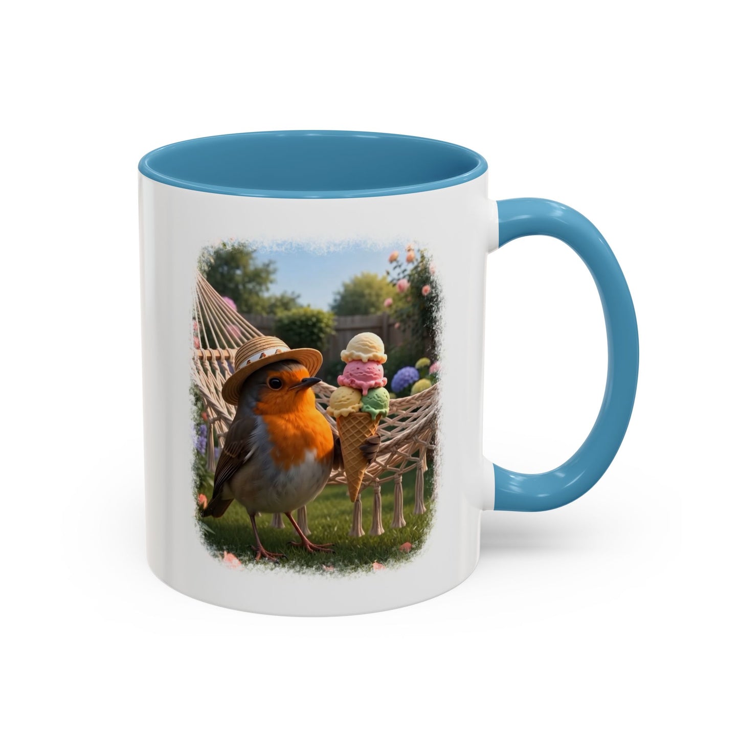 Robin Rosi Ice Cream Garden Premium Mug for Bird Lovers