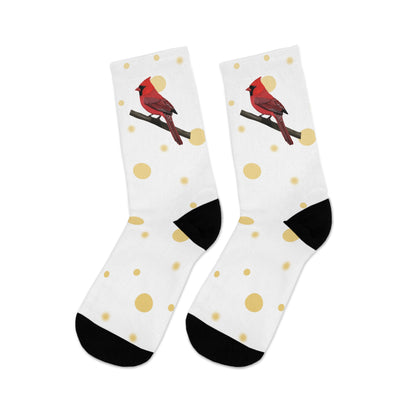 Cardinal with Golden Dots Birding & Birdwatching Bird Socks White