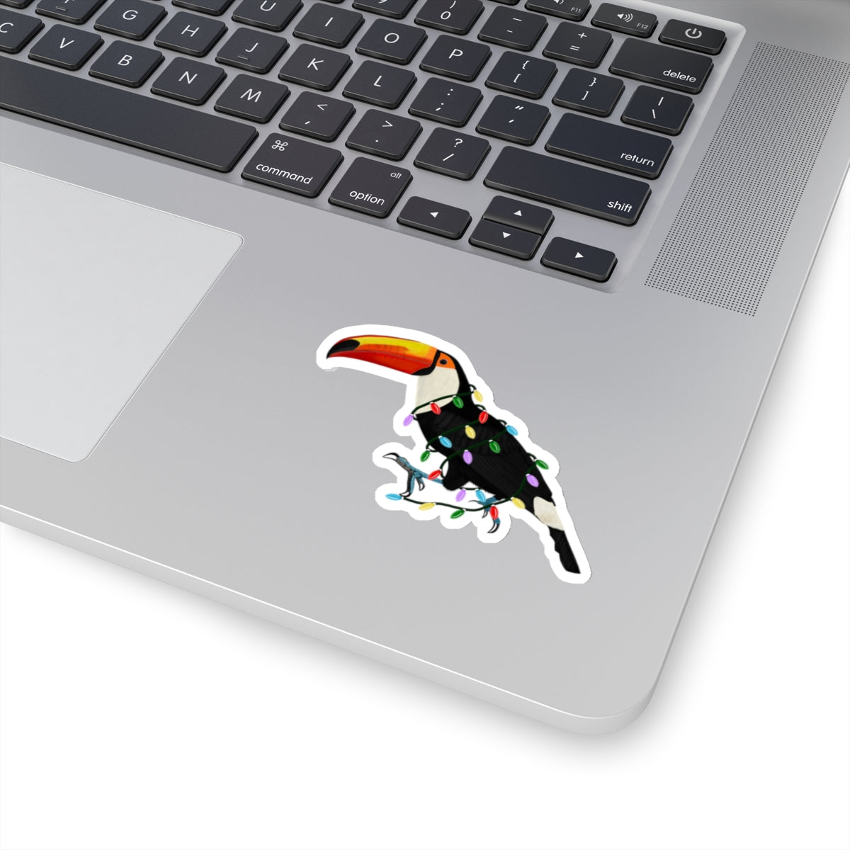 Toucan with Fairy Lights and Santa Claus Hat Christmas Bird Sticker