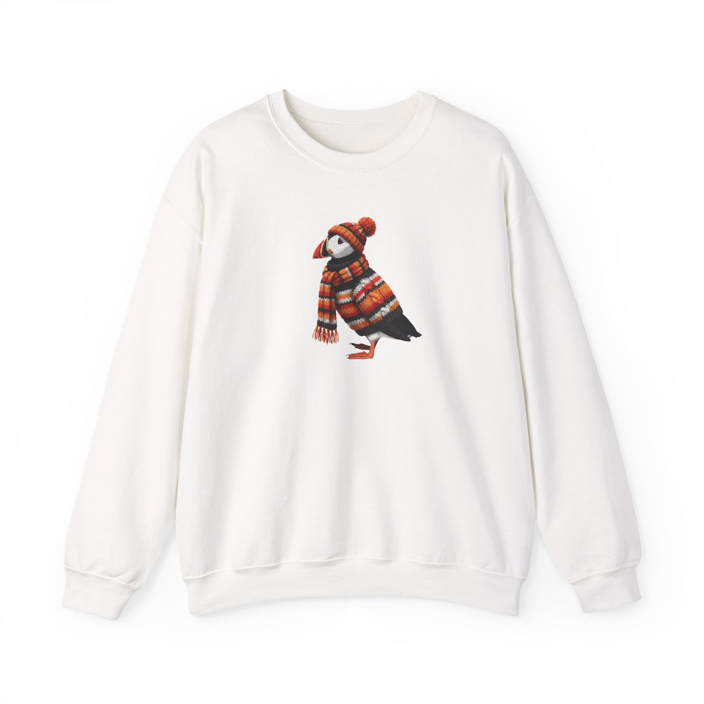 Puffin Winter Sweatshirt | Bird Watcher Crewneck | Unisex Songbirds Wearing Knit Gift for Bird Lovers