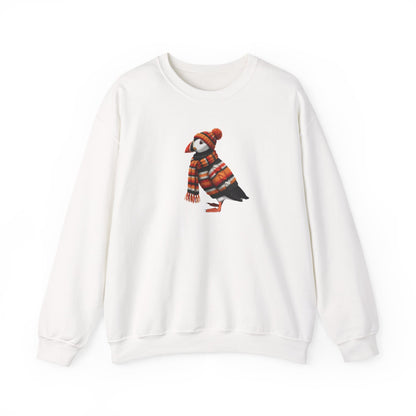 Puffin Winter Sweatshirt | Bird Watcher Crewneck | Unisex Songbirds Wearing Knit Gift for Bird Lovers