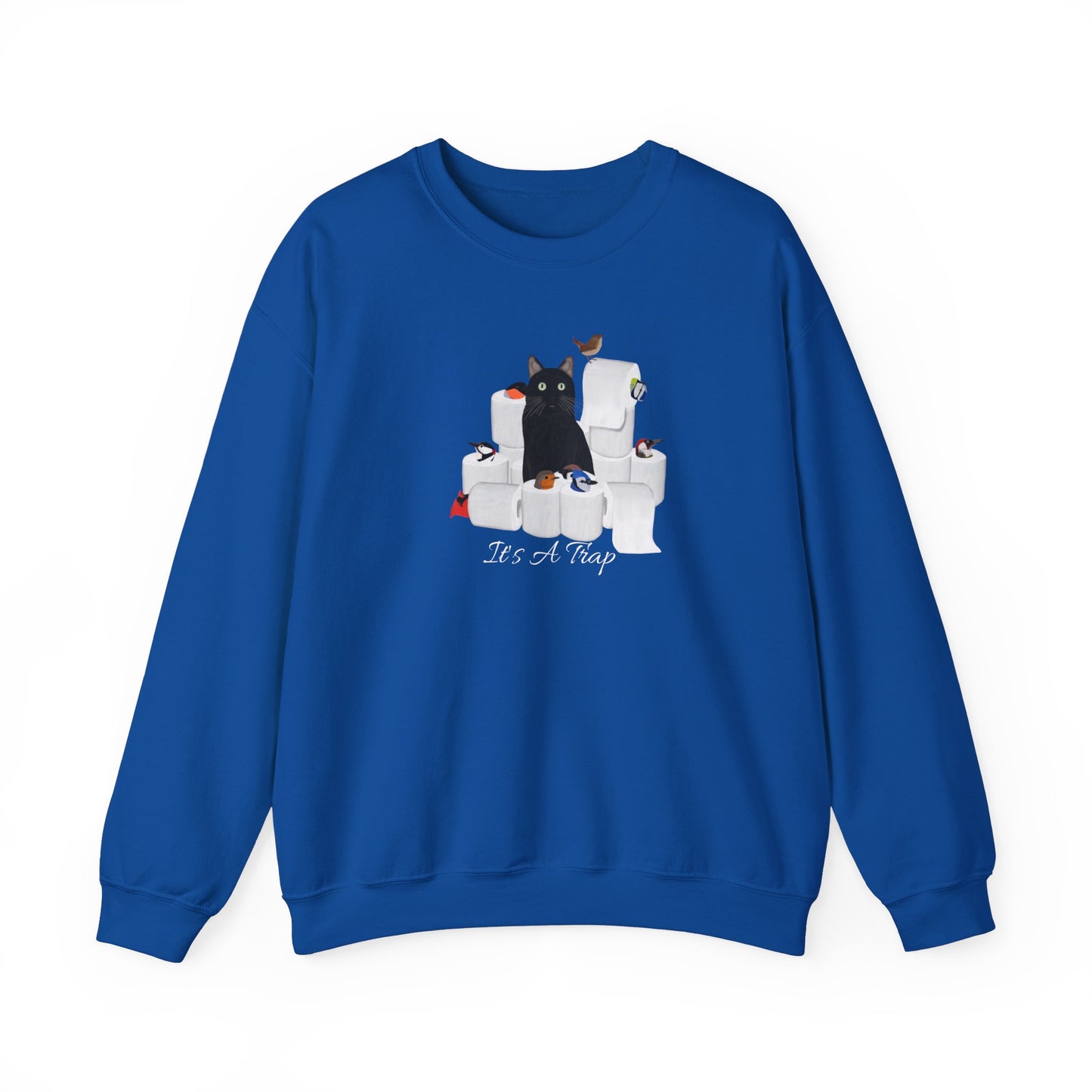 Black Cat with Birds and Toilet Paper Cat Lover Sweatshirt