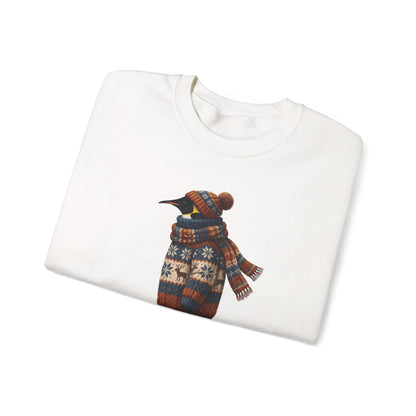 ペンギンの冬用スウェットシャツ | バードウォッチャークルーネック | 鳥好きの方へのユニセックスの鳴鳥ニットギフト