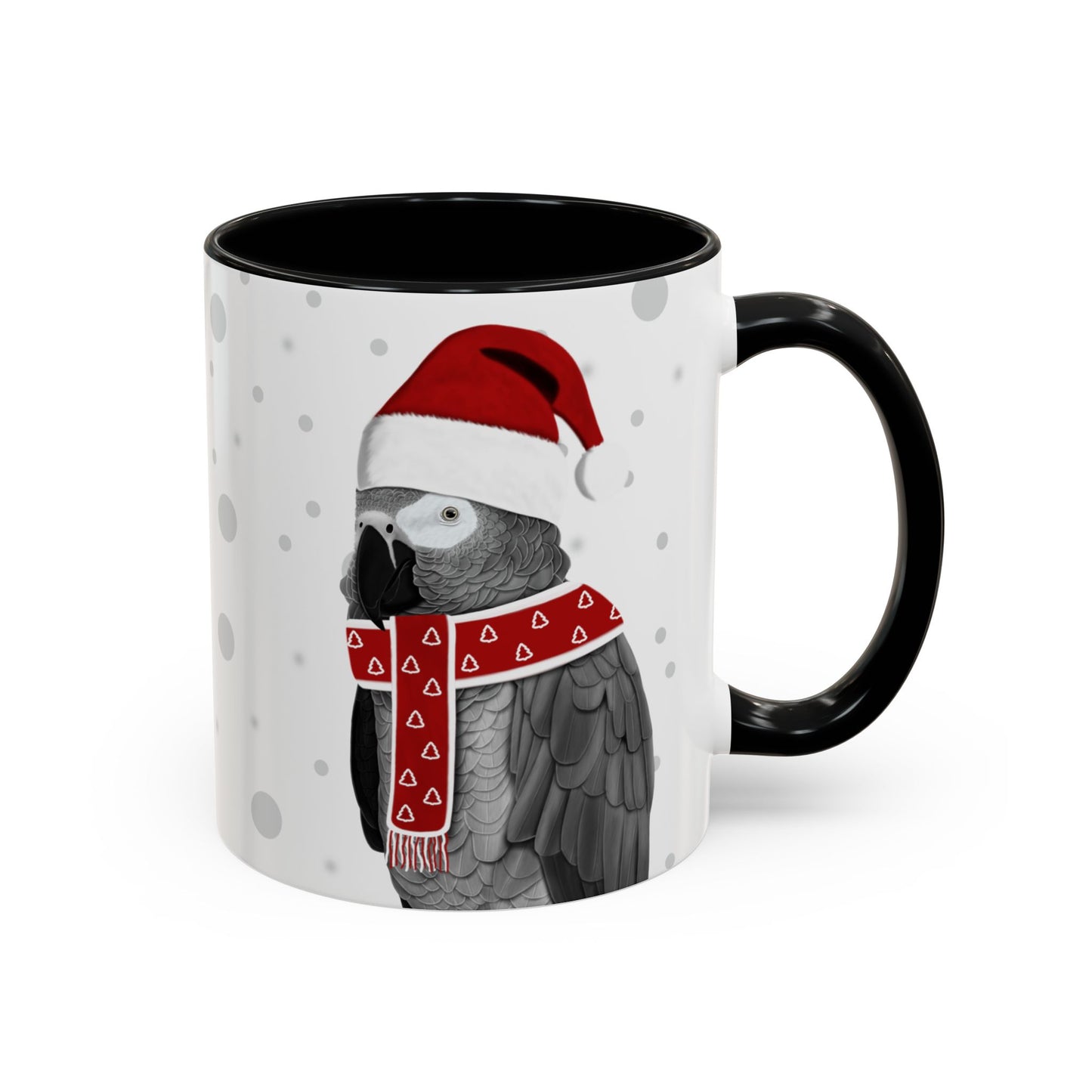 Grey Parrot Christmas Bird Coffee Mug