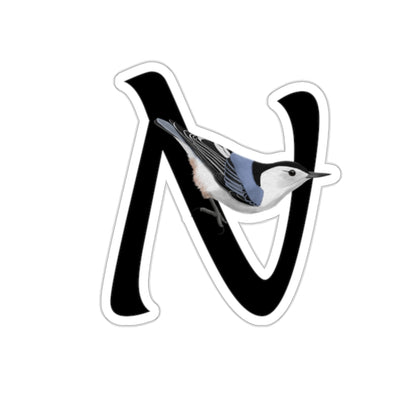 nuthatch letter n bird sticker