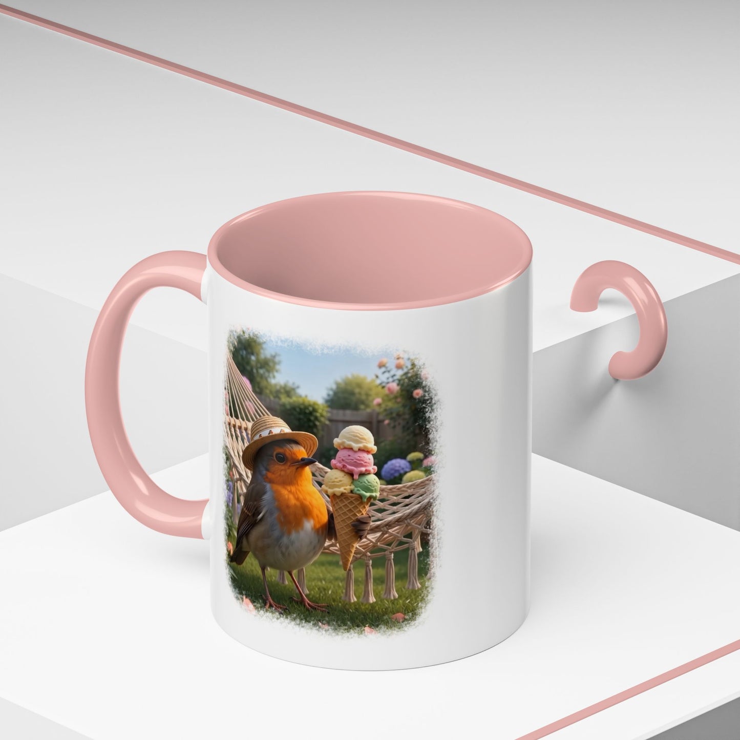 Robin Rosi Ice Cream Garden Premium Mug for Bird Lovers