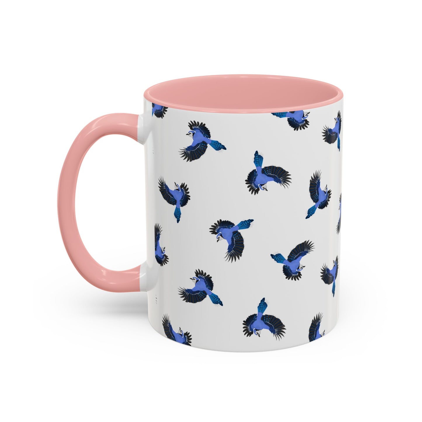 Blue Jay All-Over Pattern Accent Mug | Colorful Bird Lover Gift for Birdwatchers