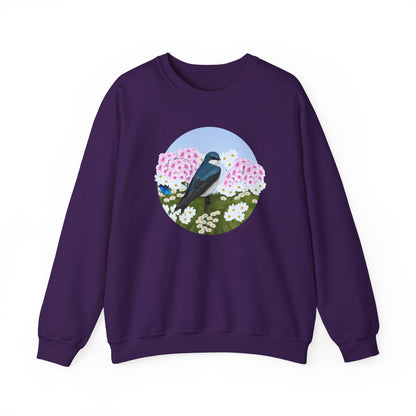 Tree Swallow with Summer Flowers Sweatshirt Birding & Bird Watching Bird Lovers
