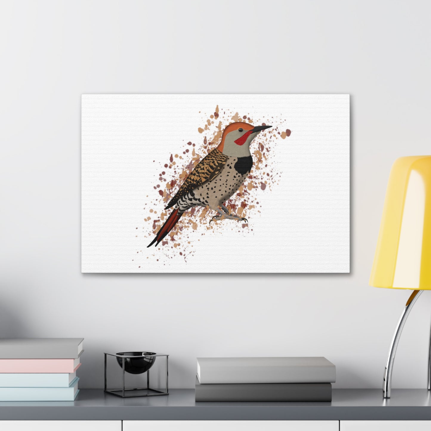 Northern Flicker Bird Canvas Gallery Wrap White