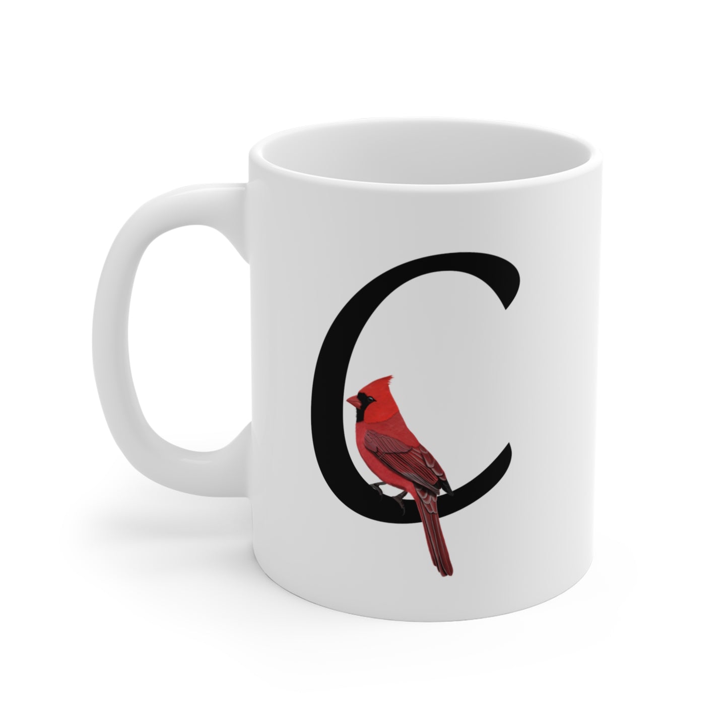 Cardinal Letter C Bird Ceramic Mug 11oz White