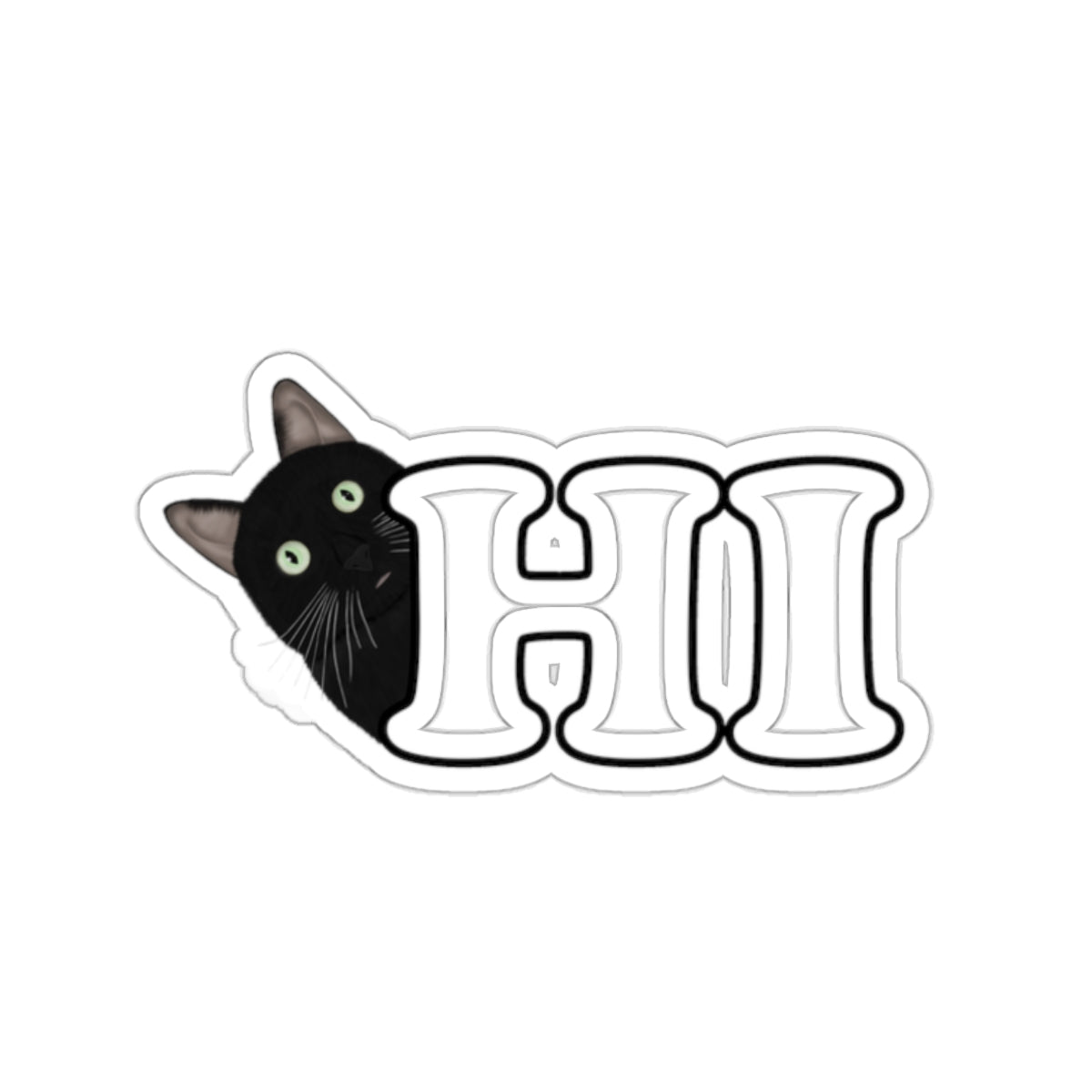 Black Cat Hi Cat Lover Sticker