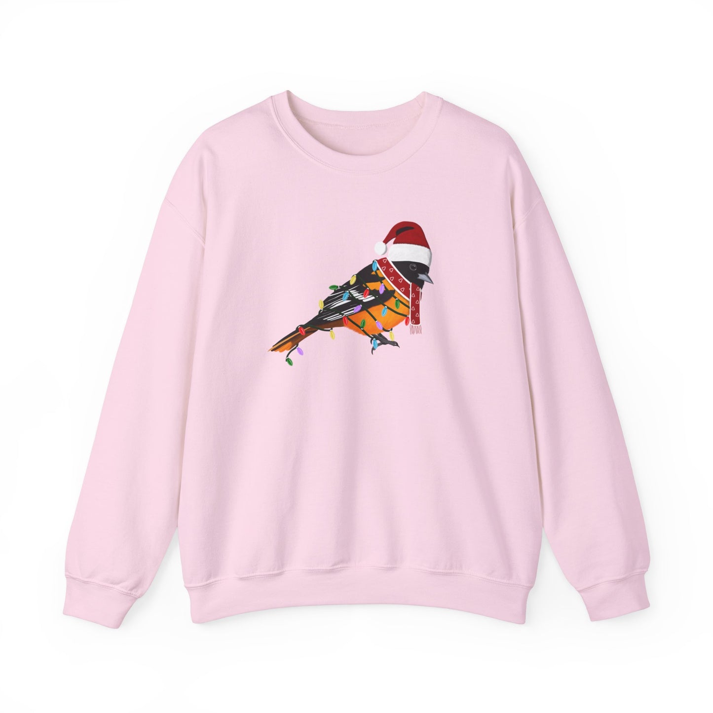 Baltimore Oriole with Fairy Lights Santa Claus Christmas Bird Sweatshirt