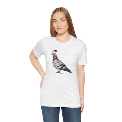 Pigeon with Fairy Lights Christmas Bird T-Shirt