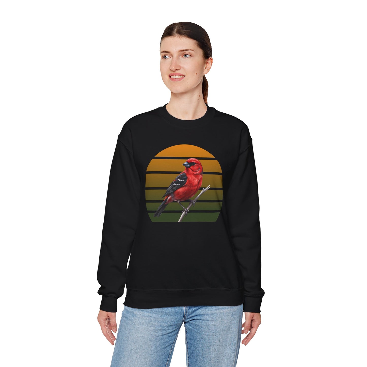 Scarlet Tanager Sweatshirt | Bird Watcher Crewneck | Unisex Songbird Gift for Bird Lovers