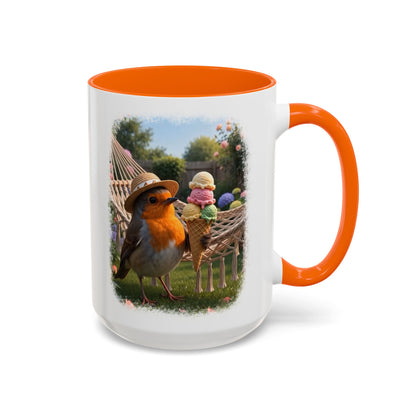 Robin Rosi Ice Cream Garden Premium Mug for Bird Lovers