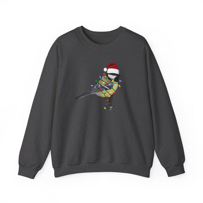 Chickadee with Fairy Lights Santa Claus Christmas Bird Sweatshirt