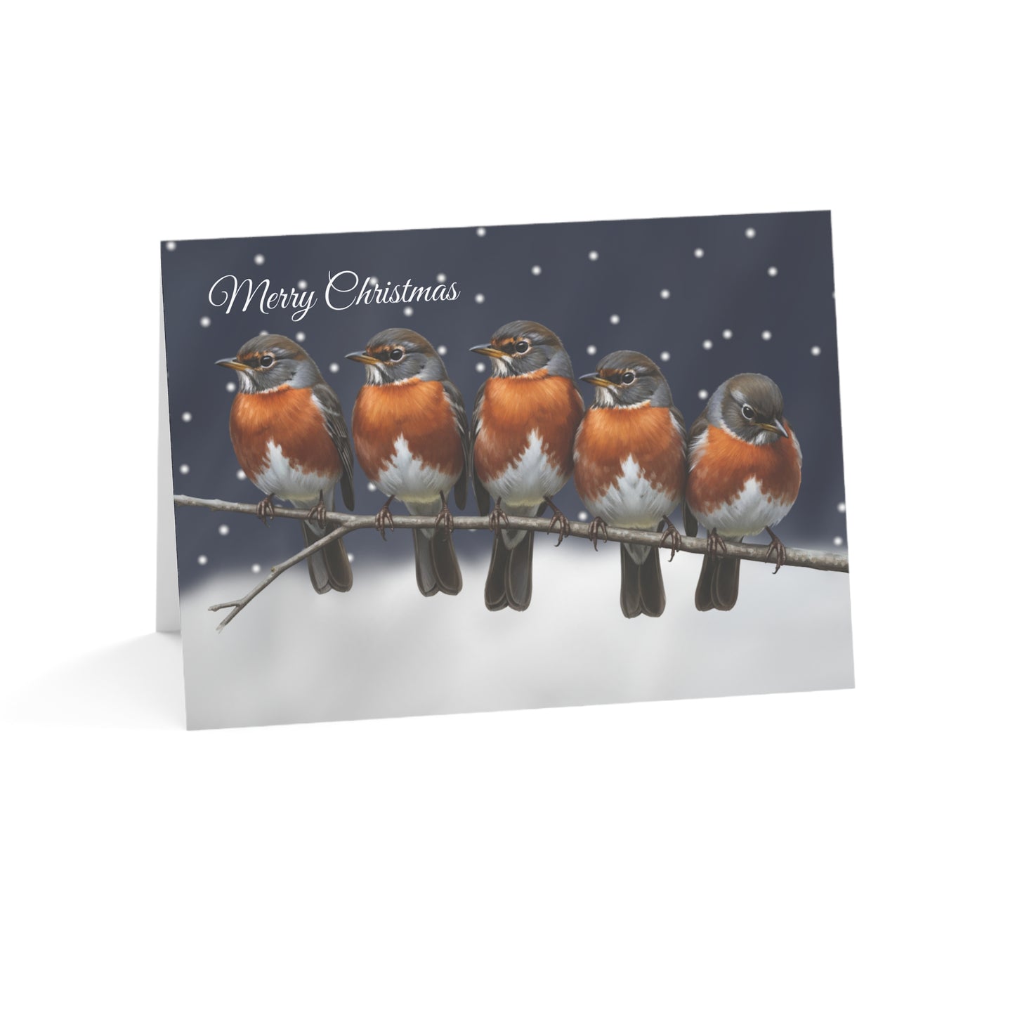 American Robin Bird Art Premium Christmas Card 7x5" | Double-Sided Matte Holiday Greeting