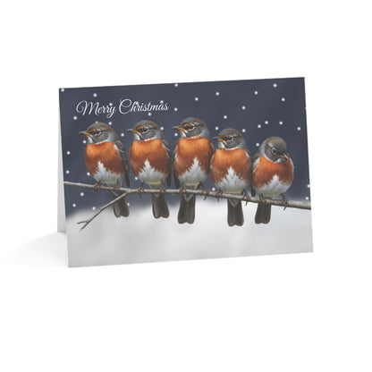 American Robin Bird Art Premium Christmas Card 7x5" | Double-Sided Matte Holiday Greeting