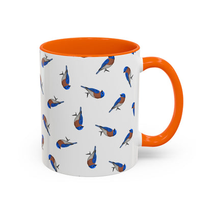 Bluebird All-Over Pattern Accent Mug | Colorful Bird Lover Gift for Birdwatchers