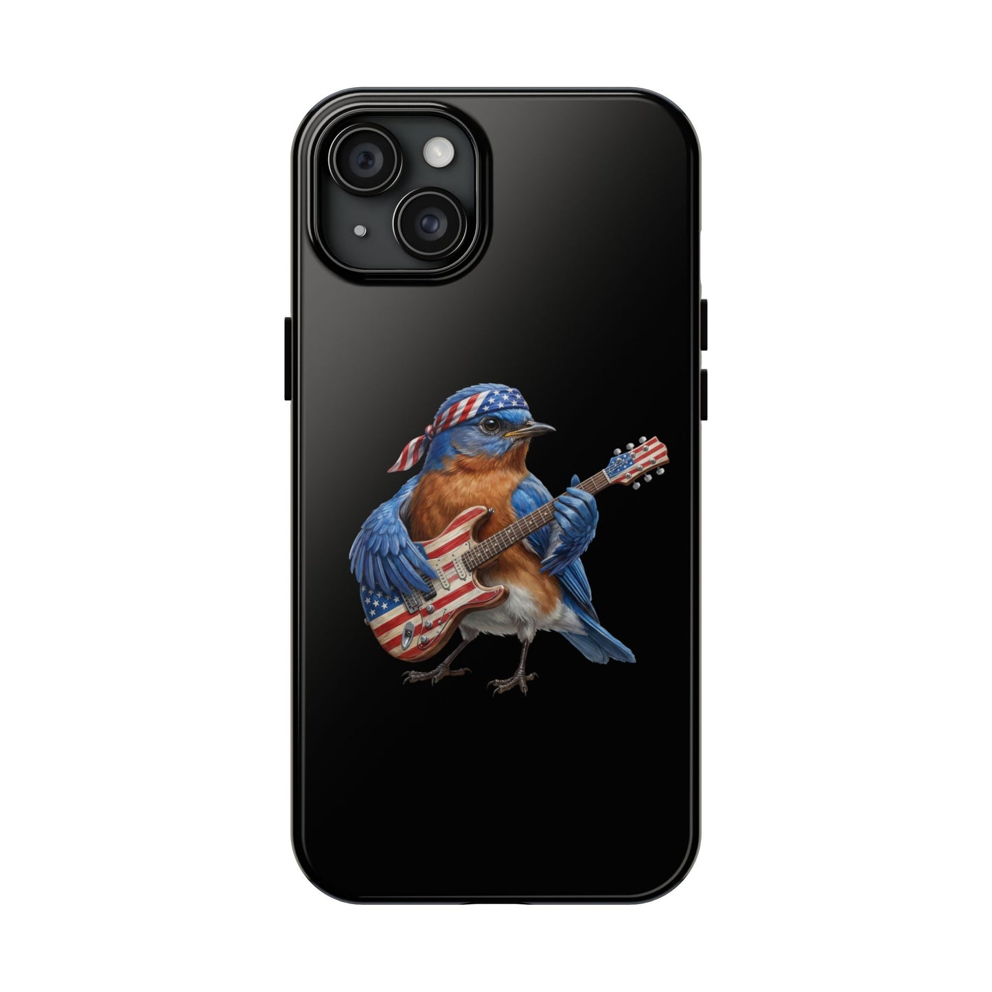 Bluebird with Guitar iPhone Case – Premium Tough Phone Cover Black
