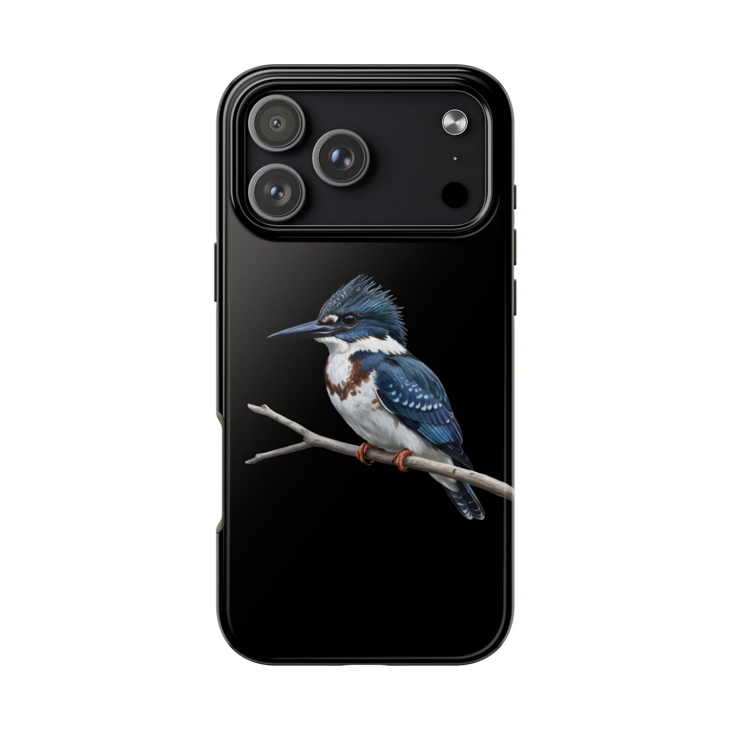 Belted Kingfisher iPhone Case – Premium Tough Phone Cover Black