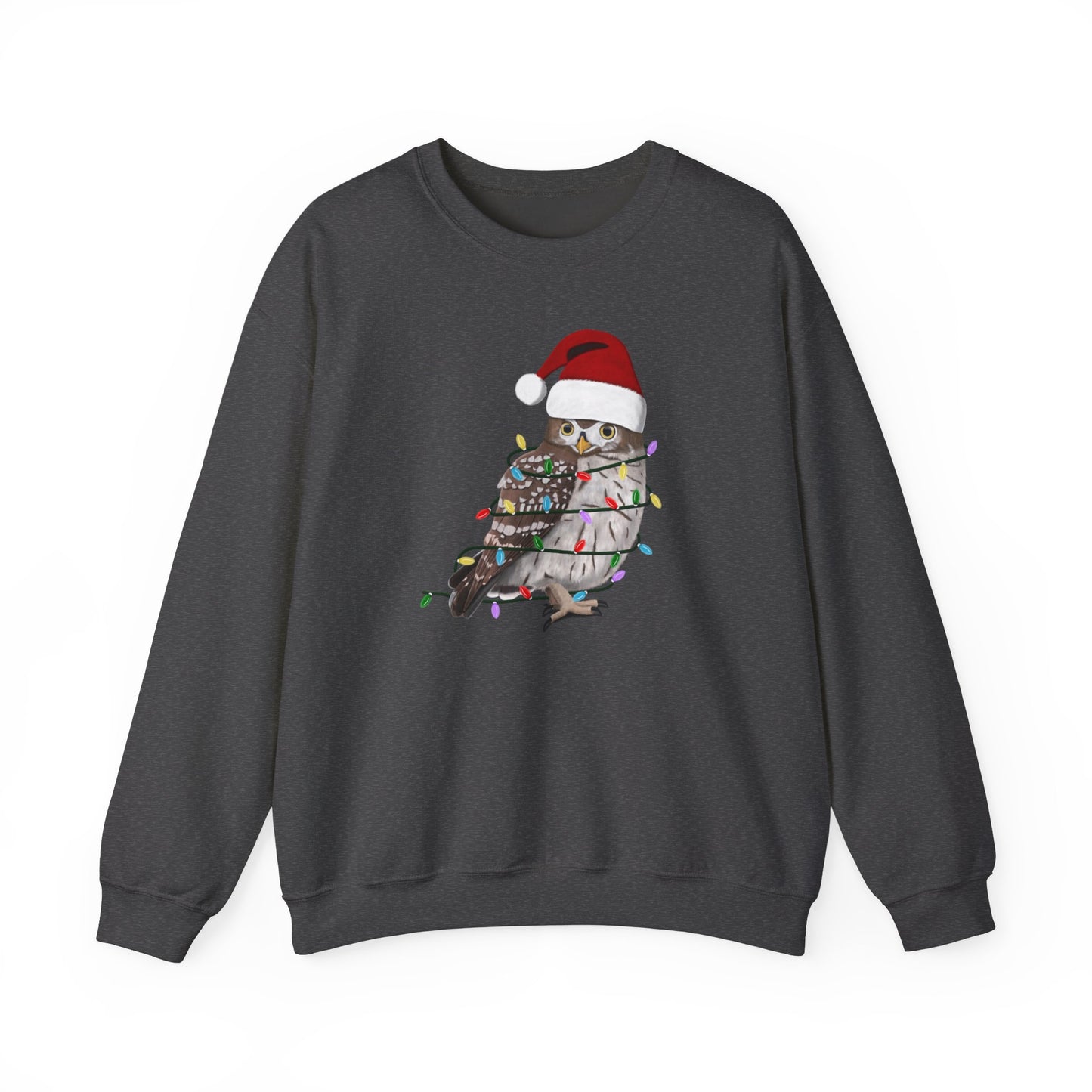 Owl with Fairy Lights Santa Claus Christmas Bird Sweatshirt