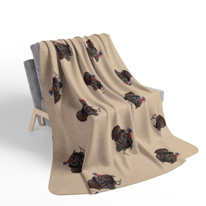 Thanksgiving Turkey Sherpa Blanket | Wild Turkey Fall Decor | Cozy Autumn Throw (60x80)