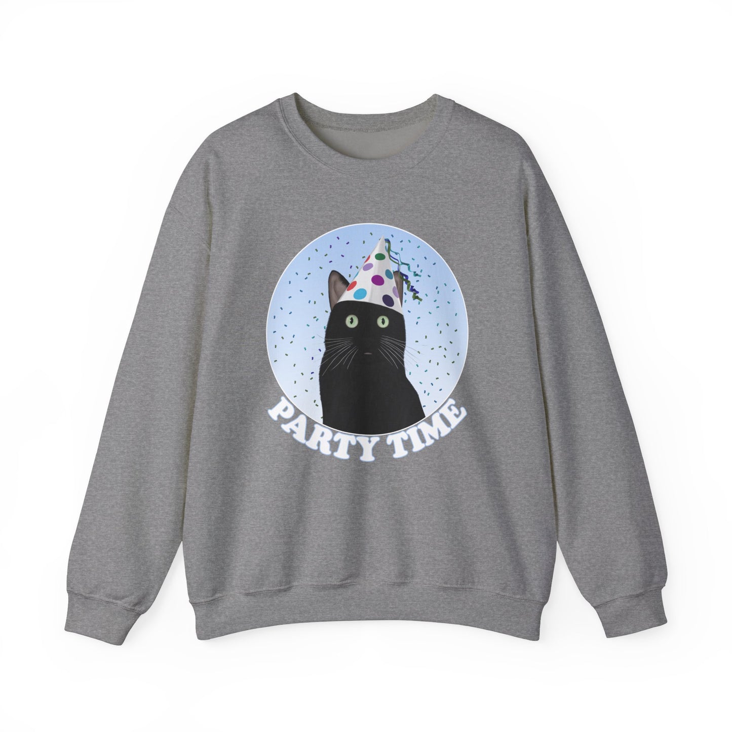 Black Cat Celebrating Party Time Cat Lover Sweatshirt