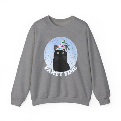 Black Cat Celebrating Party Time Cat Lover Sweatshirt