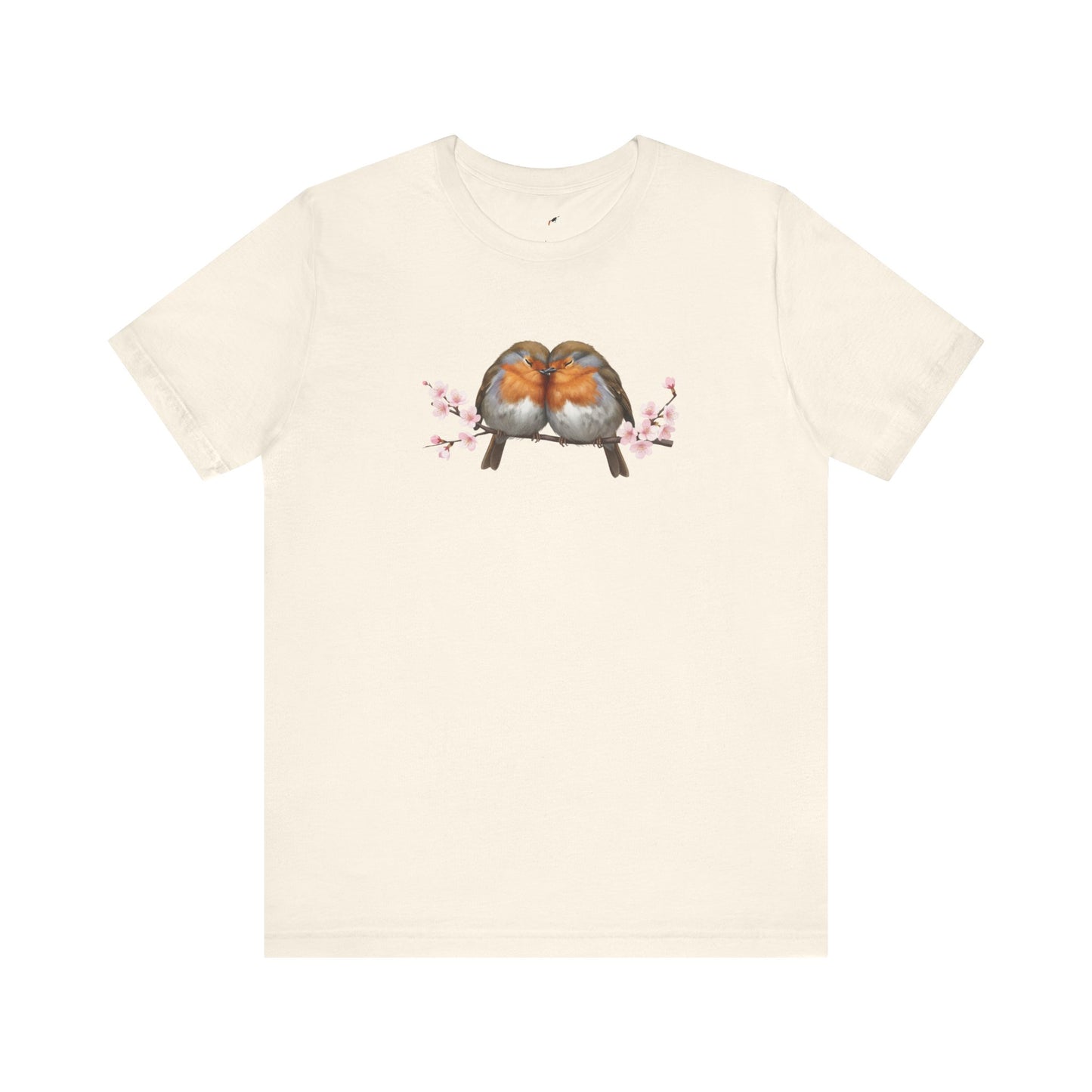 "Lovebirds" Robins T-Shirt – Floral Bird Lover Gift for Valentine's Day