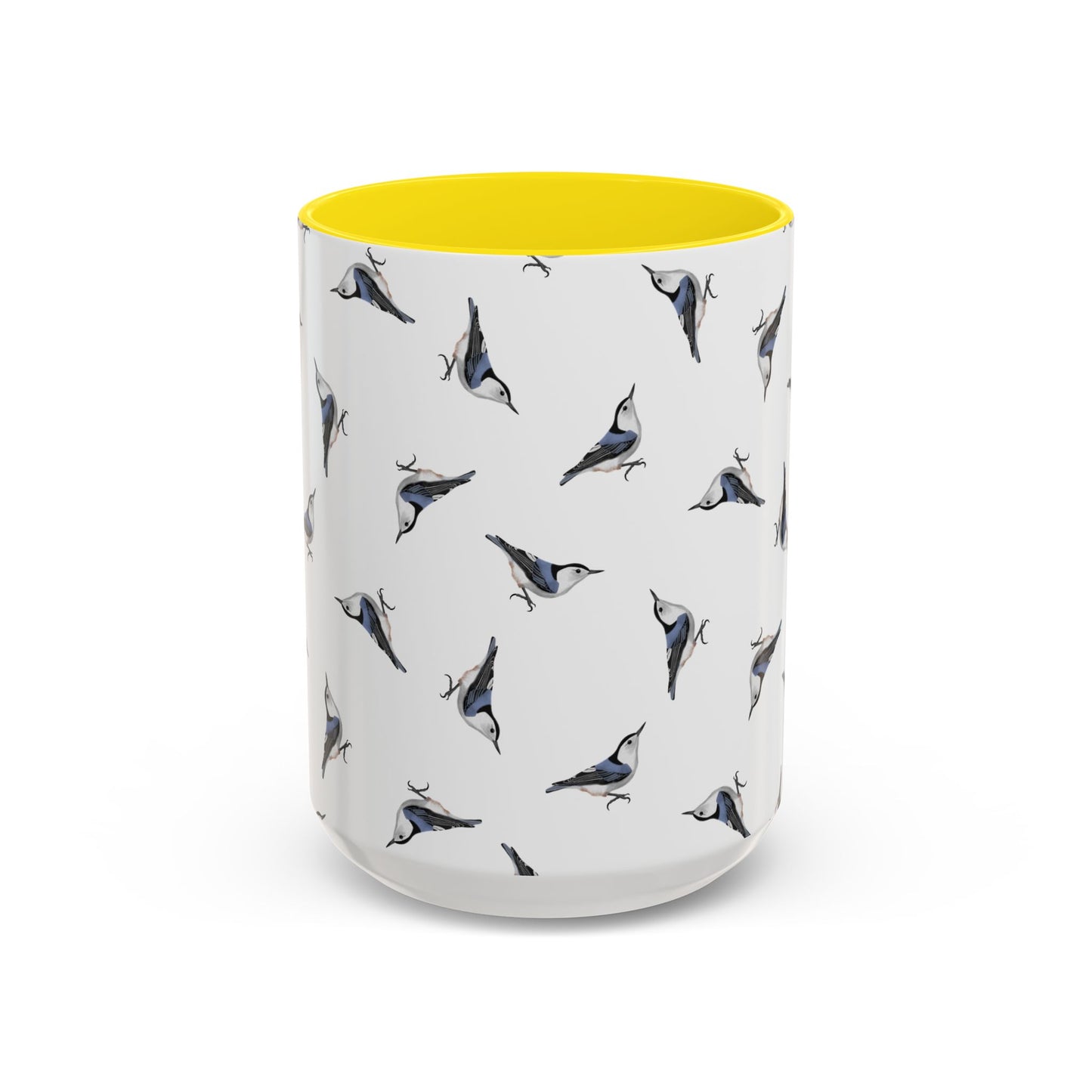 Nuthatch All-Over Pattern Accent Mug | Colorful Bird Lover Gift for Birdwatchers