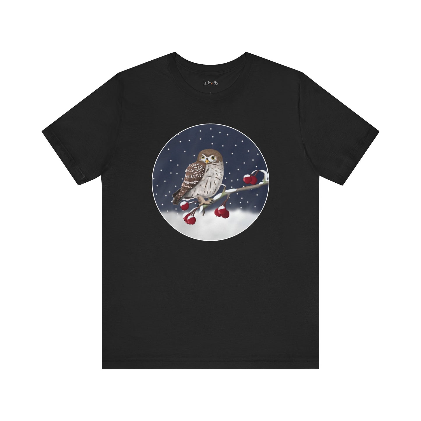 Owl on a Winter Branch Birdwatcher Christmas Bird T-Shirt