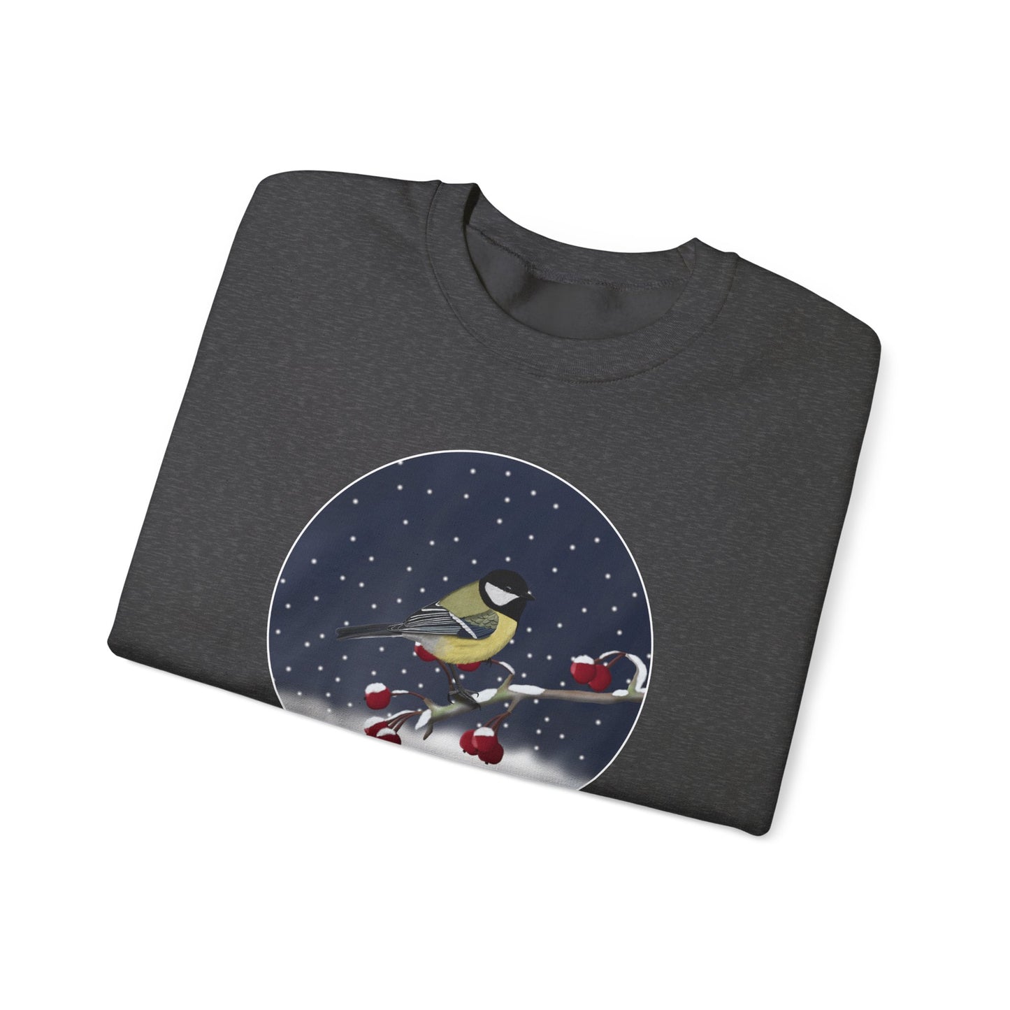 Chickadee on a Winter Branch Christmas Bird Sweatshirt