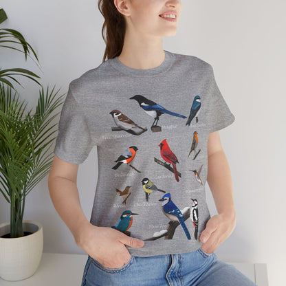 Garden Birds Blue Jay Cardinal Robin Chickadee Birding & Birdwatching Bird T-Shirt