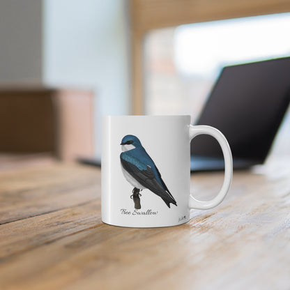 Tree Swallow Bird Ceramic Mug Birdwatcher White