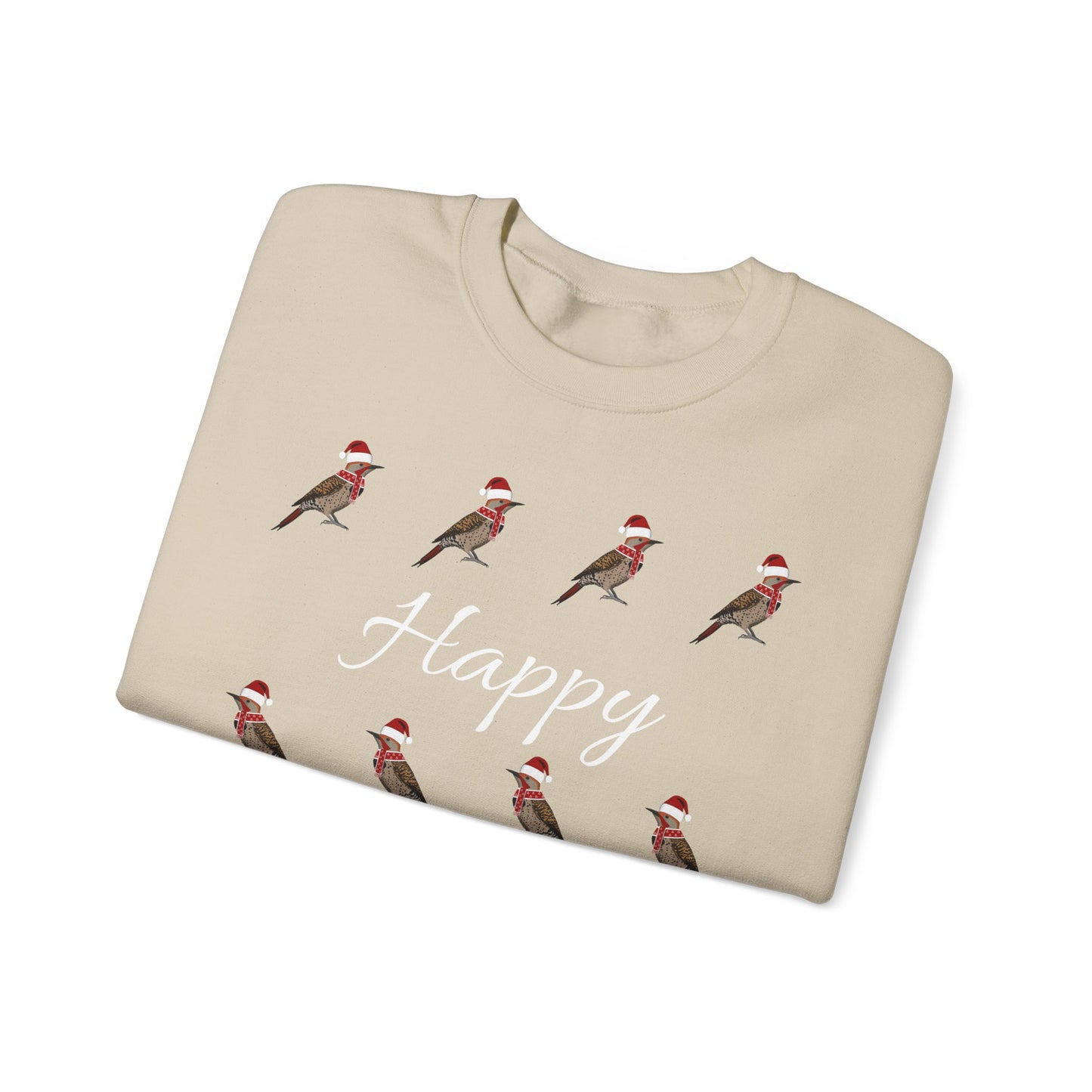 Northern Flicker as Santa with Hat and Scarf Happy Holidays Birdwatcher Christmas Bird Sweatshirt