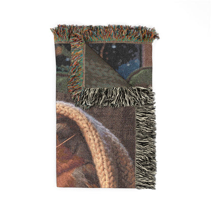 Robin Rosi Reading on the Sofa Woven Blanket - Cozy Evening Tapestry Throw