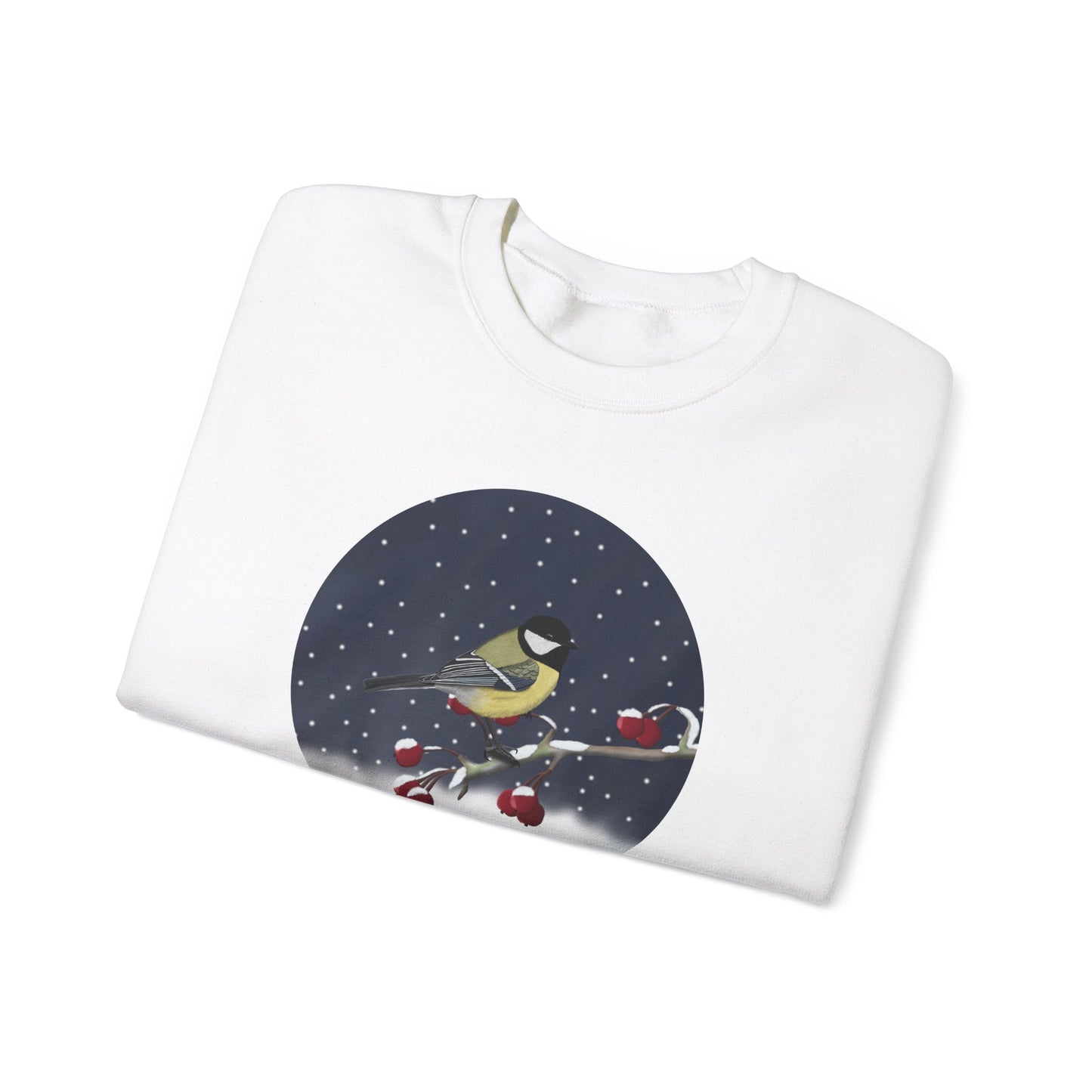 Chickadee on a Winter Branch Christmas Bird Sweatshirt