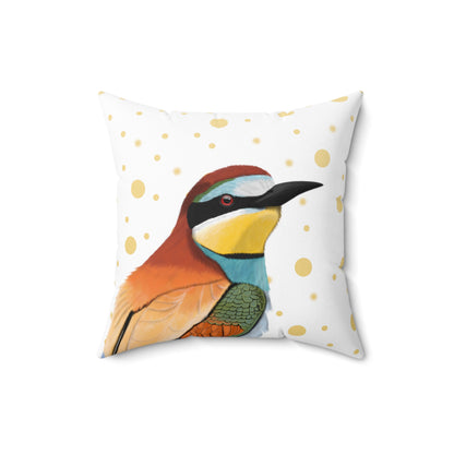 Bee-Eater Golden Dots Birdlover Bird Throw Pillow 16"x16" White